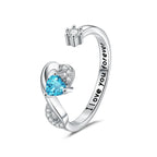 Heart-shaped Birthstone Women's Ring Fashion