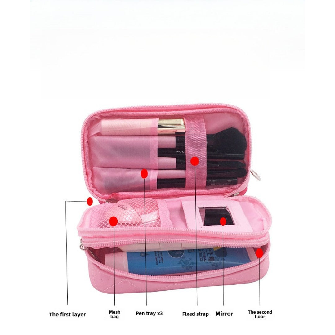 Nylon Cosmetic Bag, Waterproof Geometric Rhombus Cosmetic Wash Bag, makeup bag with compartments for College Dorm Camp Gym - SJB-DIAMOND ELITES