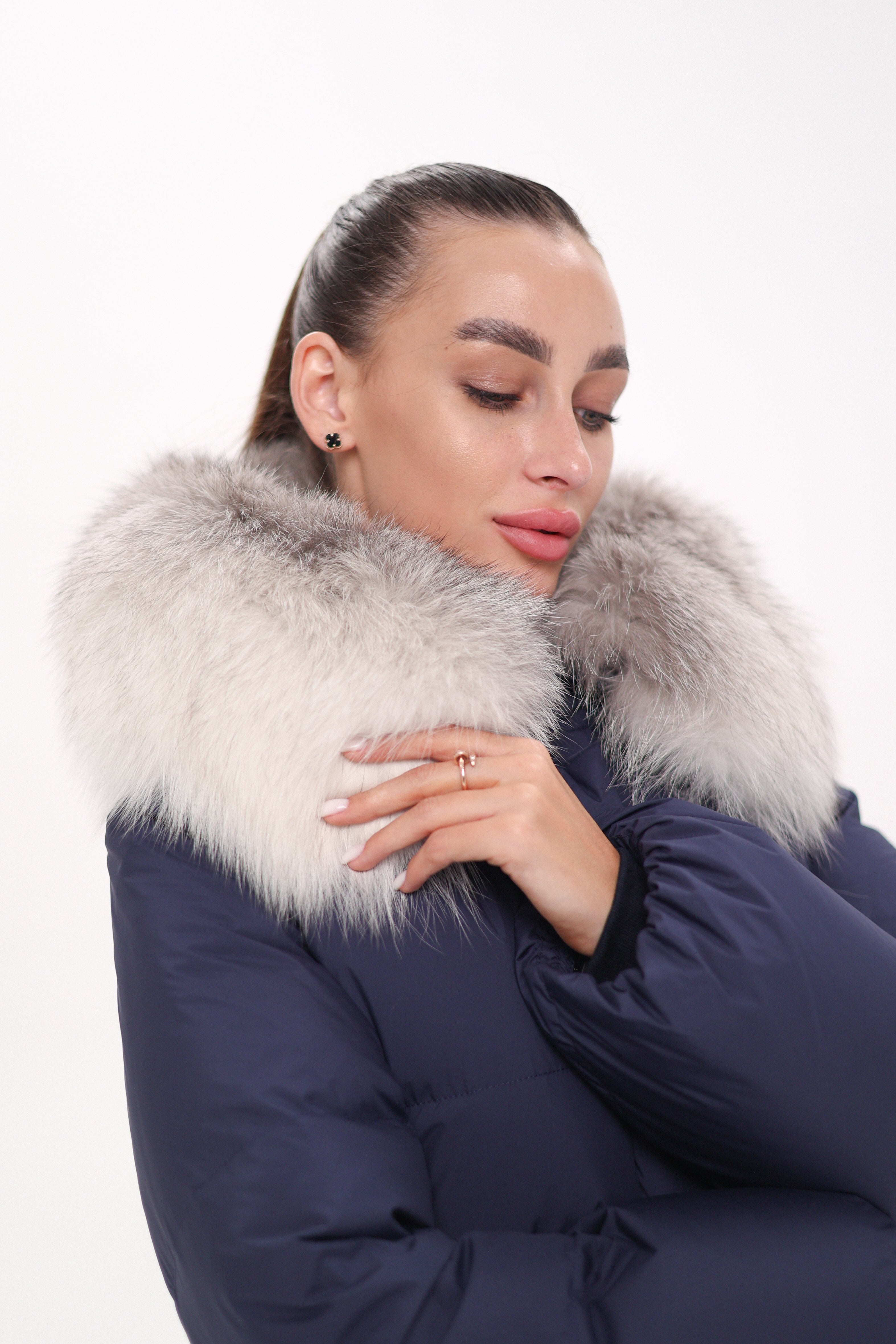 Genuine Silver Fox Down Fill Coat - SJB-DIAMOND ELITES