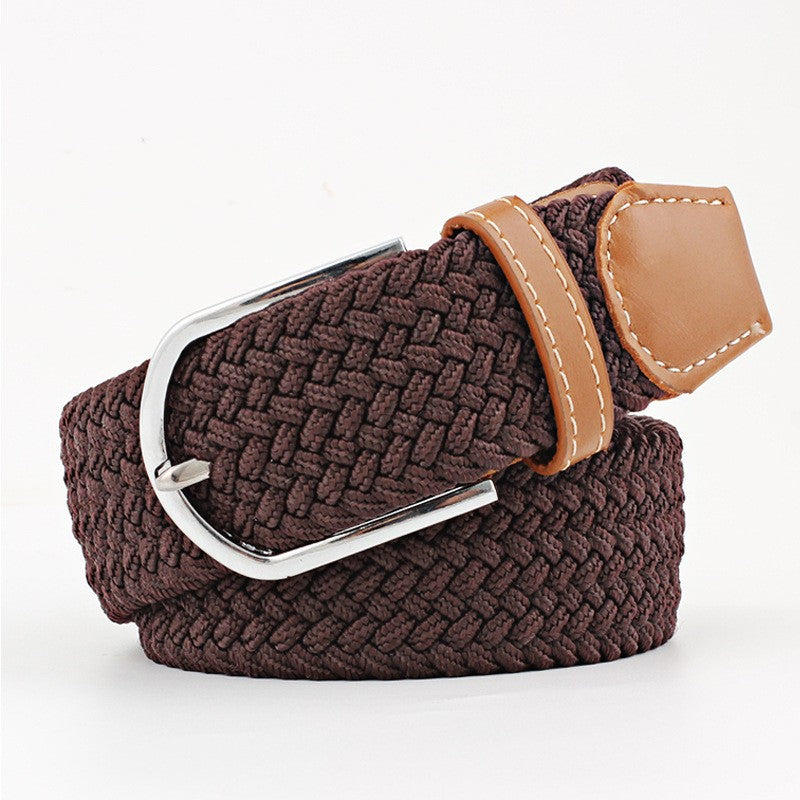 Women's Canvas Belt Student Pants Casual Stretch Braided Needle Buckle Pi-Mart