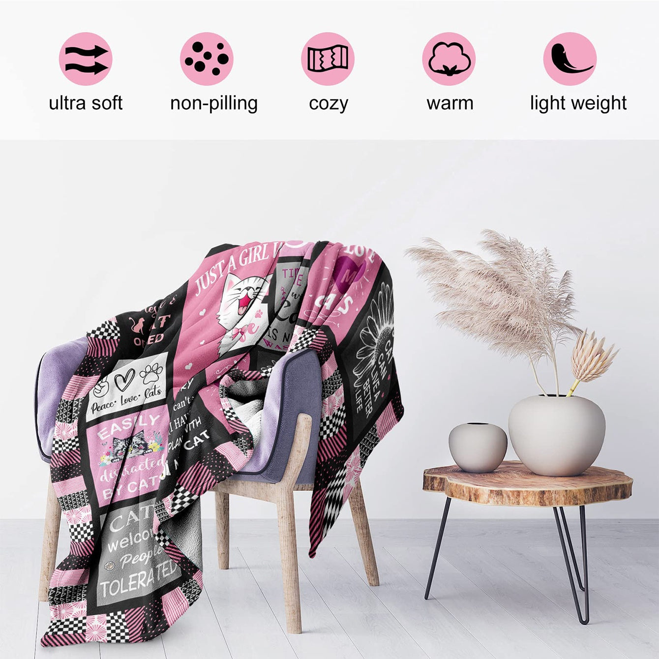1pc Cat Throw Blanket, Funny Cat Gifts For Cat Lovers, Cat Memorial Gifts, Cat Lover Gifts For Women Girls, Cat Themed Blanket Gifts, Cat Woman Gifts Flannel Blanket, For Bed Sofa Couch Office Camping Travel