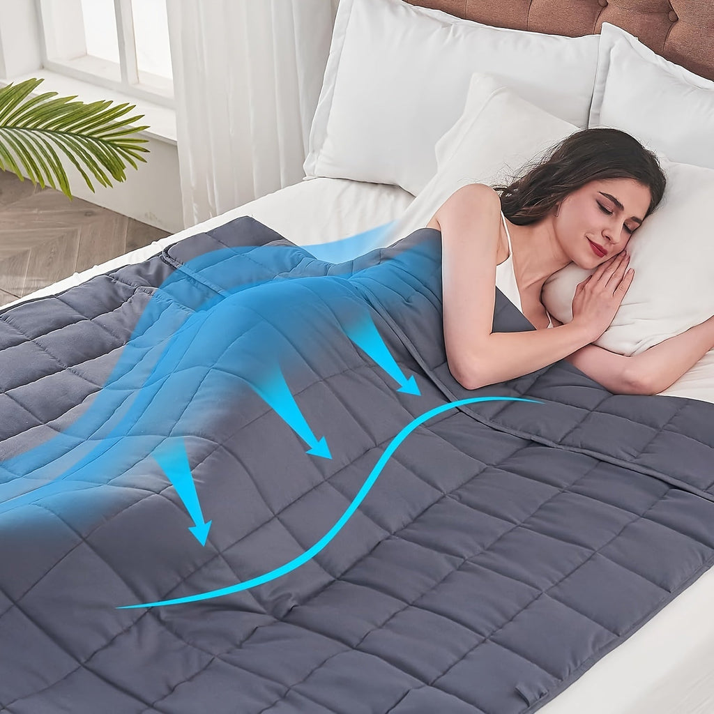 1pc, Weighted Blanket (60''x80'',12lbs,15lbs, 20lbs, Queen Size Dark Grey) for Adults, High Breathability Heavy Blanket, Soft Material with Premium Glass Beads