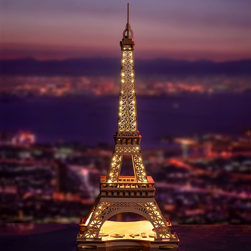Rolife Night Of The Eiffel Tower Large Wooden Puzzle With 4 Light Shows For Gift Pi-Mart