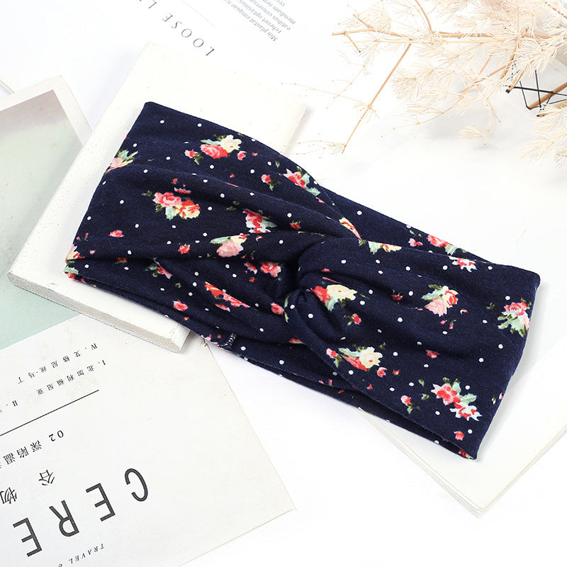 Sweat-absorbent And Anti-perspirant Bundled Headband With Wide-brimmed Print Headband Pi-Mart