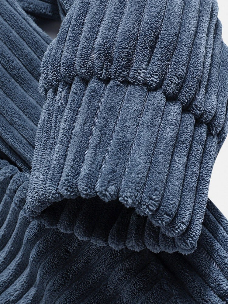Corduroy Long Sleeve Solid Drop Shoulder Hoodie