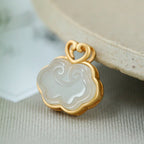 Natural Hetian White Jade Blue Jade Ruyi Retro Pendant Pi-Mart