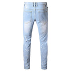 Men's Ripped Denim Jeans - Summer Casual Straight Fit