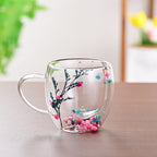 Creative Household Coffee Milk Dried Flower Quicksand Double Layer Glass Cup Pi-Mart
