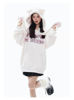 Fleece-lined Hooded Loose Pullover Sweatershirt Pi-Mart