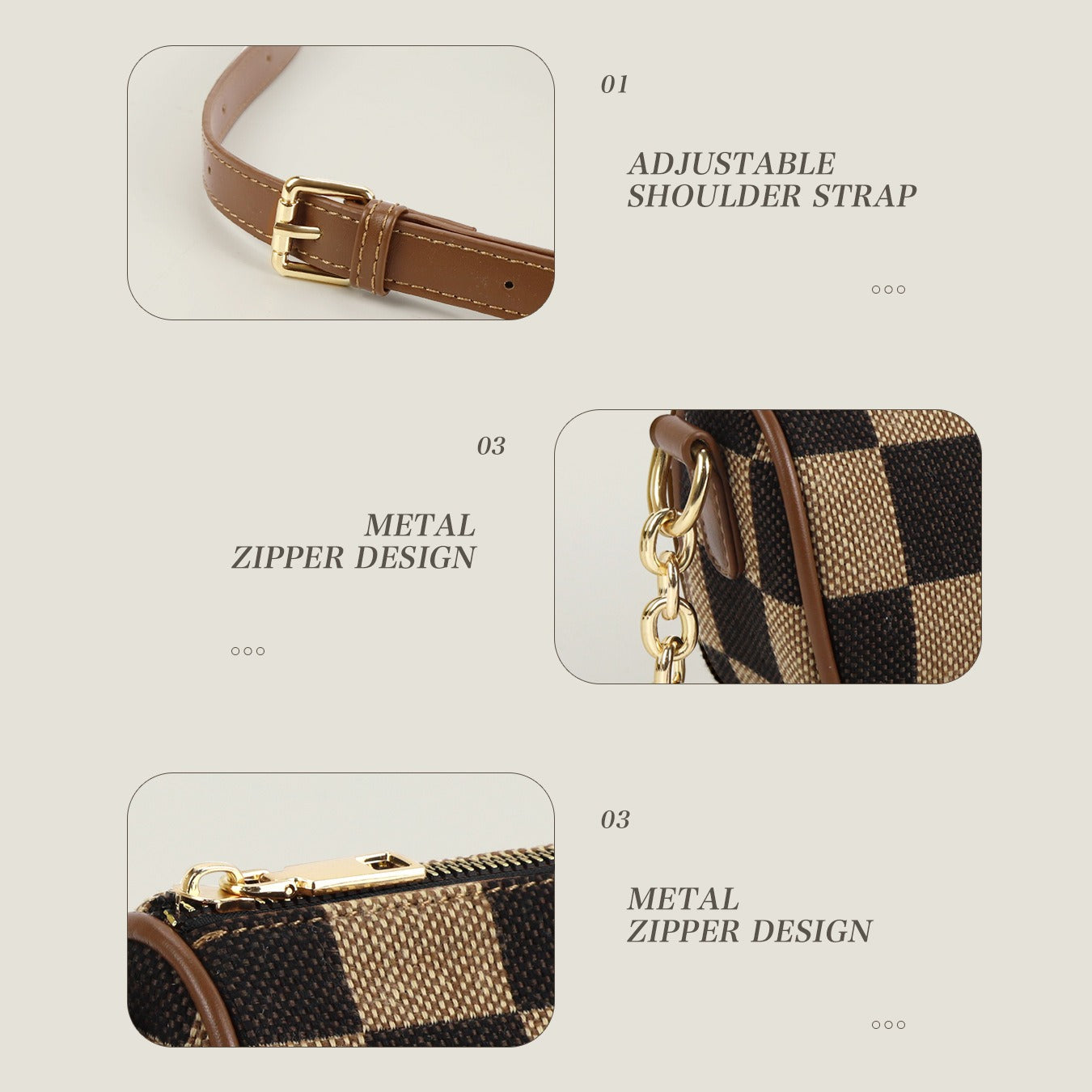 Small Crossbody Bag – Versatile Commute with Checkerboard Canvas, Compact Earphone Bag, Stylish 2-in-1 Chest Bag & Fanny Pack for Everyday Use - SJB-DIAMOND ELITES