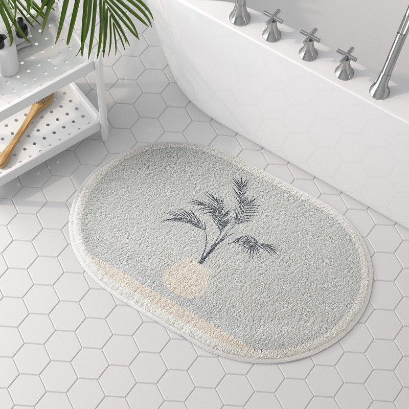 Household Simple Oval Cashmere Bathroom Mat Pi-Mart