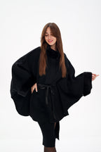 Genuine Scandinavian Mink Fur Double Face Wool Poncho - SJB-DIAMOND ELITES