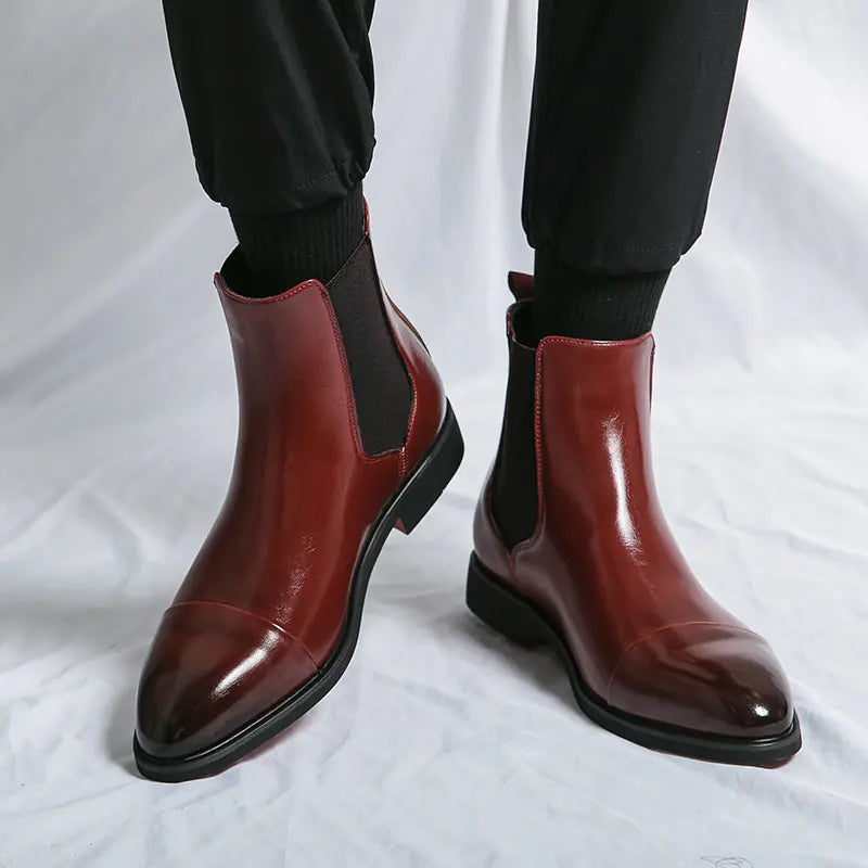 Men's Chelsea High Top Casual Leather Boots Pi-Mart