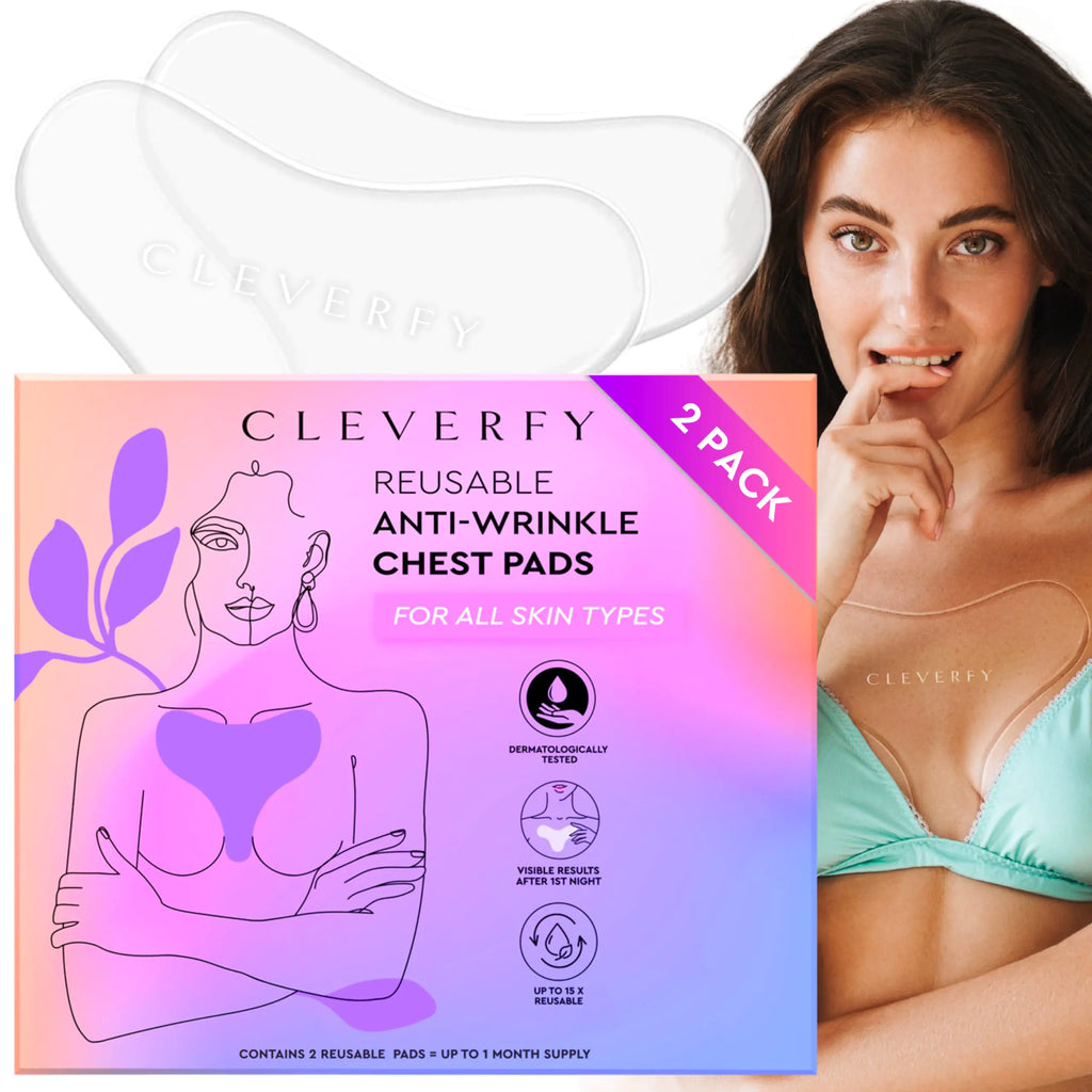 CLEVERFY Silicone Chest Wrinkle Pads Sleeping Reusable (2 Pack T-shape) - Silicone Decollete Anti Wrinkle Chest Pads - Anti Wrinkle Patches for Decollete Wrinkle Prevention Pi-Mart