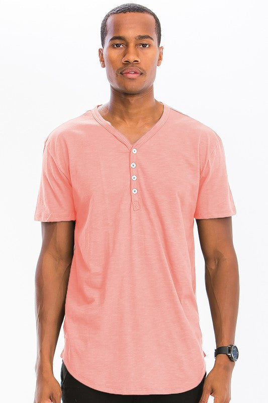 SHORT SLEEVE 4 BUTTON HENLEY SHIRT THRIXINE