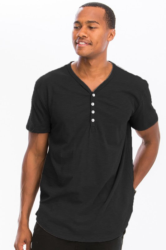 SHORT SLEEVE 4 BUTTON HENLEY SHIRT THRIXINE