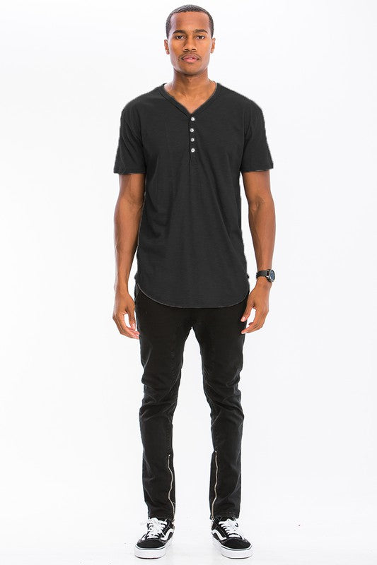 SHORT SLEEVE 4 BUTTON HENLEY SHIRT THRIXINE