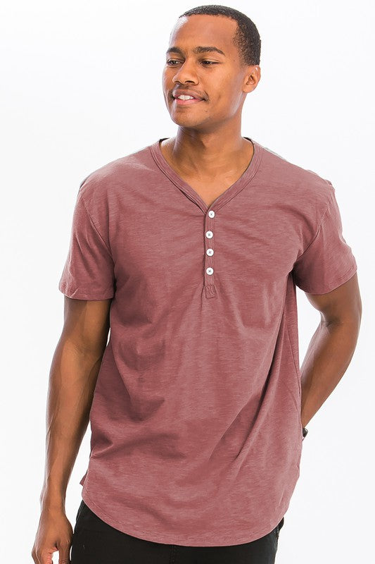 SHORT SLEEVE 4 BUTTON HENLEY SHIRT THRIXINE