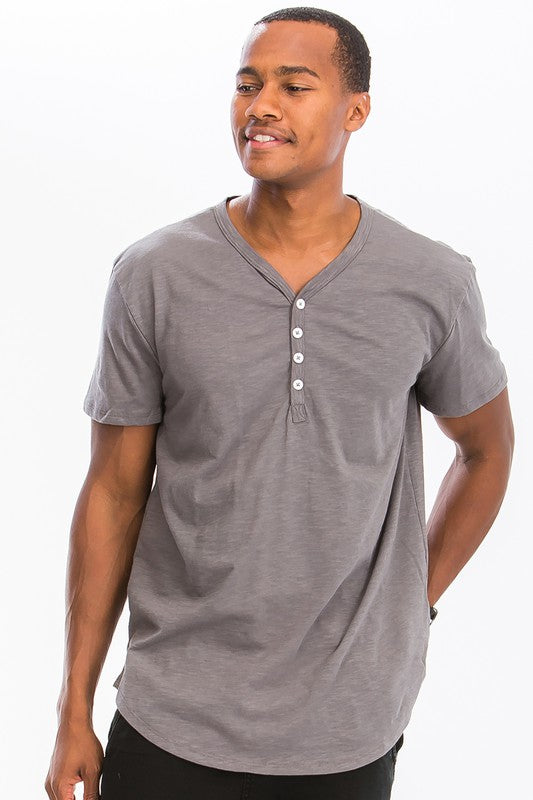 SHORT SLEEVE 4 BUTTON HENLEY SHIRT THRIXINE