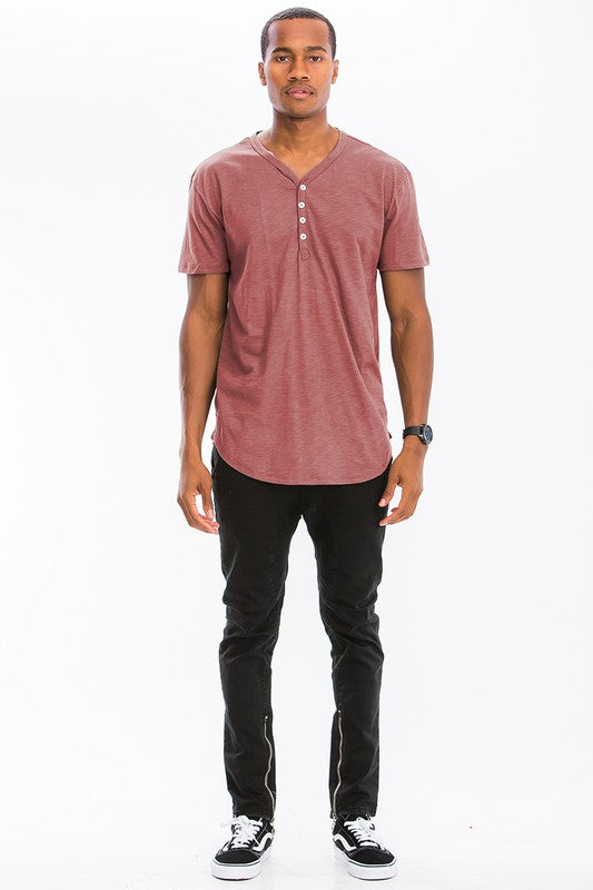 SHORT SLEEVE 4 BUTTON HENLEY SHIRT THRIXINE
