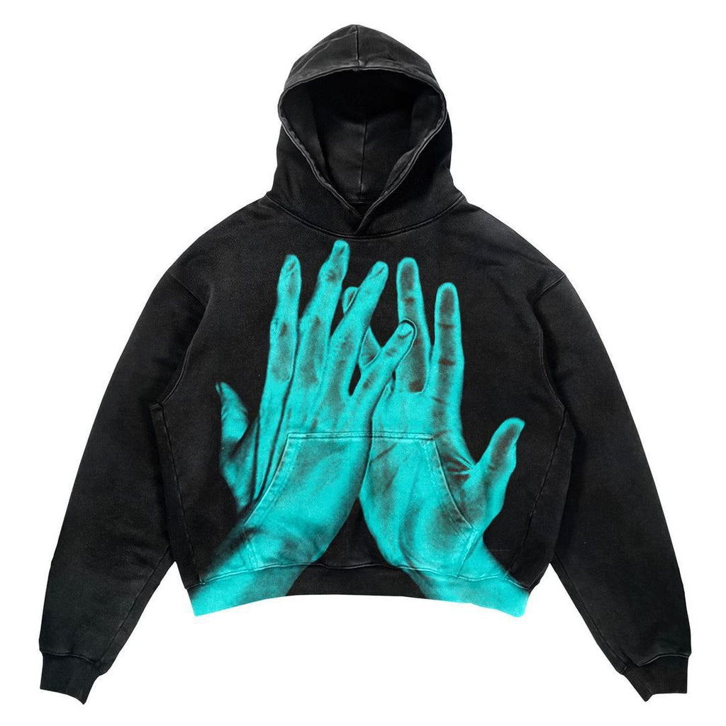 Punk Design Printed Hoodie Harajuku Street Clothing Y2 Fashion Large Hoodie Hip Hop Gothic Long Sleeve Pi-Mart