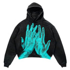 Punk Design Printed Hoodie Harajuku Street Clothing Y2 Fashion Large Hoodie Hip Hop Gothic Long Sleeve Pi-Mart