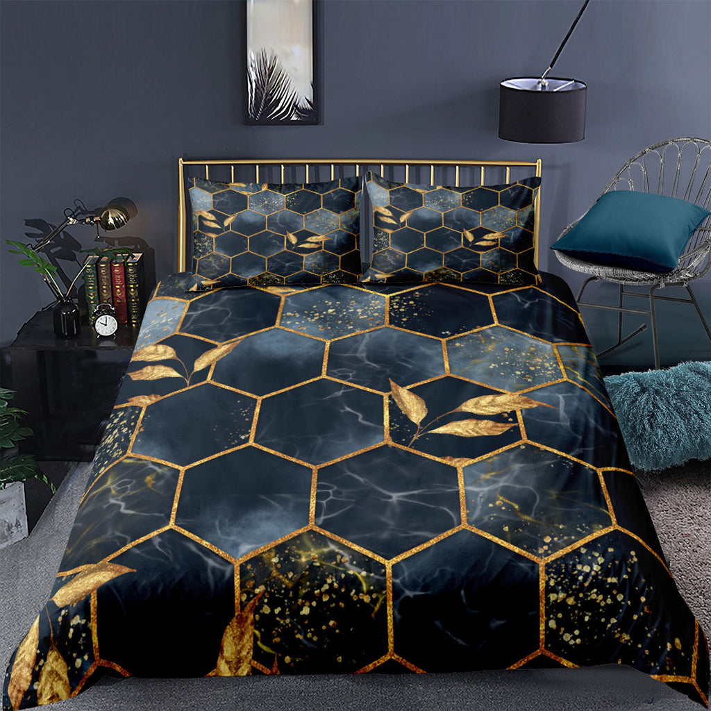 Digital Printing Geometric Quilt Cover Digital Printing Three-piece Set Pi-Mart