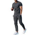 Solid Color Casual Round Neck Short Sleeves T-shirt Trousers Two-piece Set Lootquake LLC