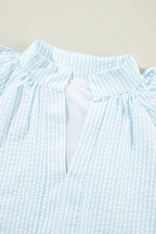 Blue Lightweight Ruffled Striped Mini Dress Chic Playful Dress for Women Charming Design Dress