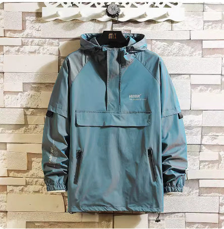 Fake Two Reflective Hoodie Jackets For Men Pi-Mart