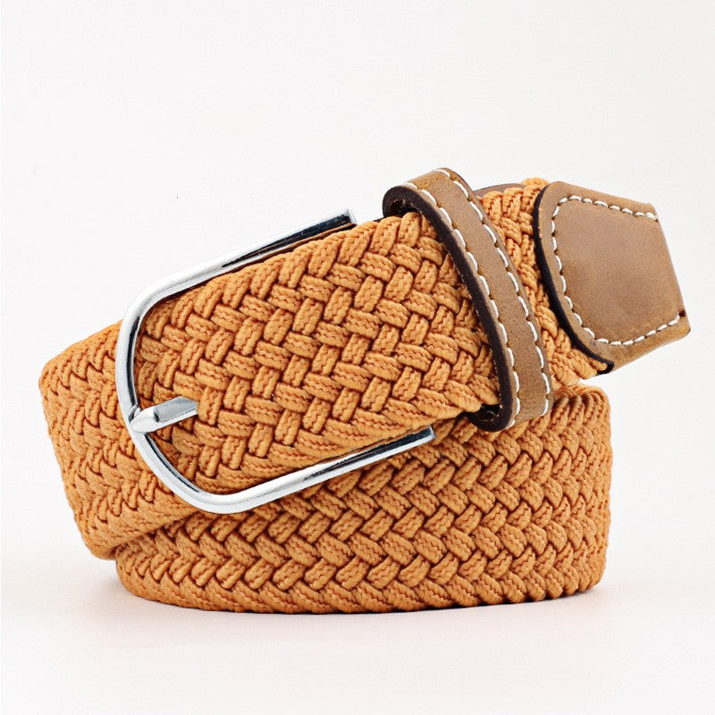 Women's Canvas Belt Student Pants Casual Stretch Braided Needle Buckle Pi-Mart