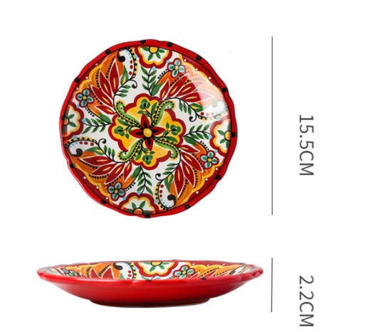Underglaze Ceramic Tableware Bohemian Household Dishes Pi-Mart