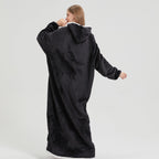 1pc Simple Solid Color Fleece Lazy Person Hooded Blanket Can Be Worn