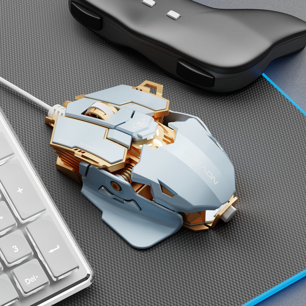 EWEADN G5 USB Wired Gaming Mouse Silent or audible optional Metal mechanical Mouse gamer with 8 Buttons Macro Function Keys, Support tail length adjustment to suit different hand sizes Perfect for desktop, laptop, computer, s