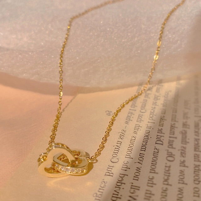 Gold Heart Shaped Opal Necklace Pi-Mart