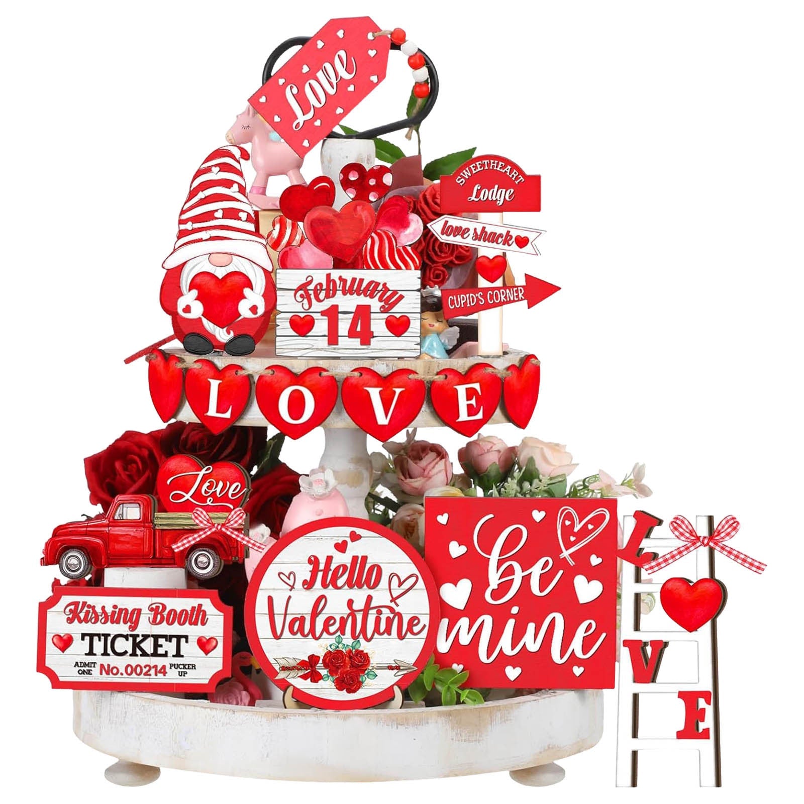 Wooden Decorative Tray Ornament For Human Day Party Pi-Mart