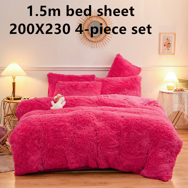 Mink velvet crystal velvet four-piece bedding Pi-Mart