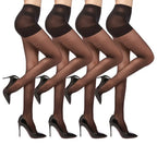 4 Pairs Women's Sheer Tights 20 Denier Control Top Pantyhose With Reinforced Toes - SJB-DIAMOND ELITES