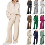 Leisure Sports Suit Long-sleeve Zipper Sweatshirt Wide Leg Pants Two-piece Set Pi-Mart