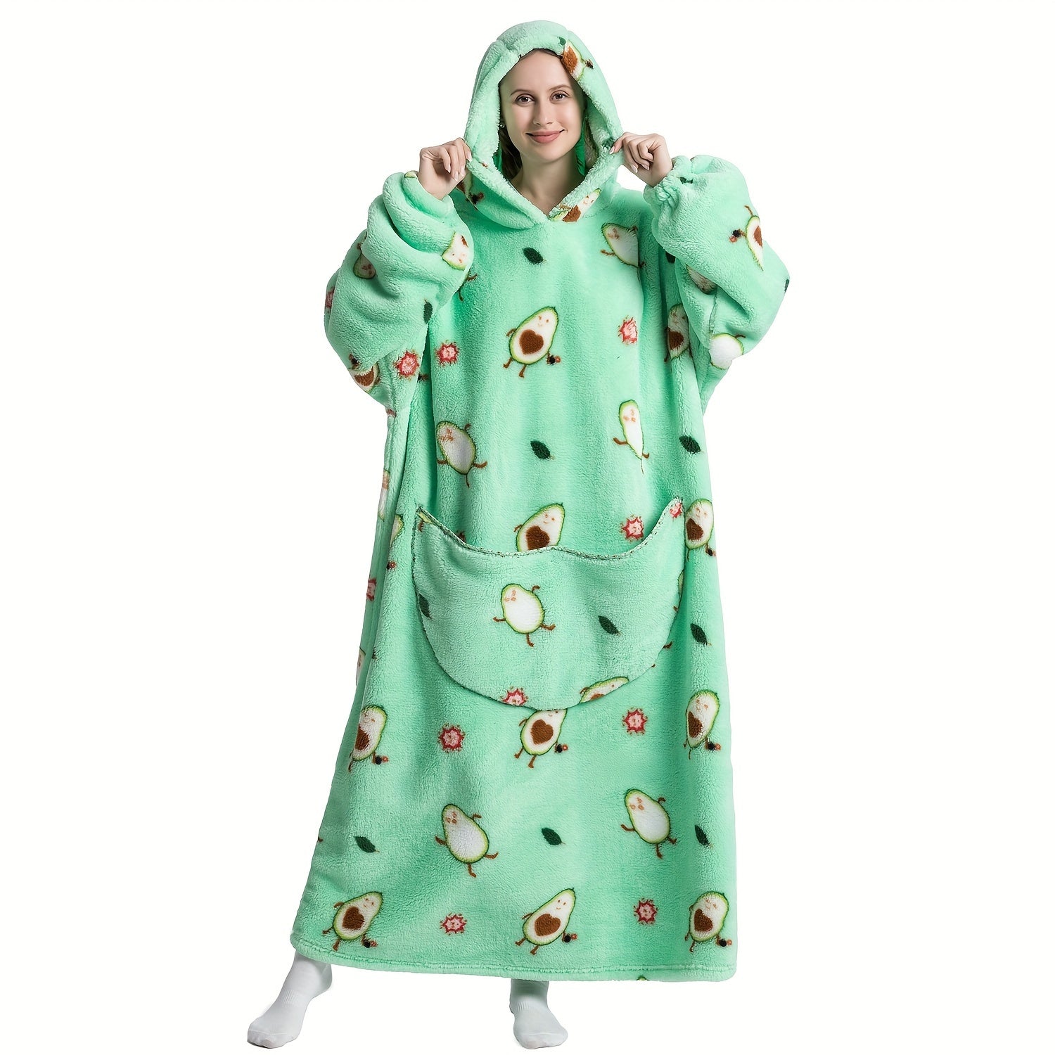 1pc Extra Long Wearable Blanket Hoodie With Sleeves - Ultra Soft, Super Warm, and Cozy Fleece Oversized Hoodie Blanket with Giant Pocket for Snuggling Up - Perfect Gift for Women, Men, and Mom Lootquake LLC