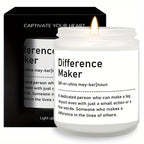 1pc, Lavender Scented Candle, "Difference Maker" Inspirational Quote, 33.81oz Glass Jar with Wick, Bee & Soy Wax, Perfect Gift for Women, Men, Best Friends, Teachers, Bosses, Leaders, Mentors, for Christmas, Thanksgiving, Bir Lootquake LLC