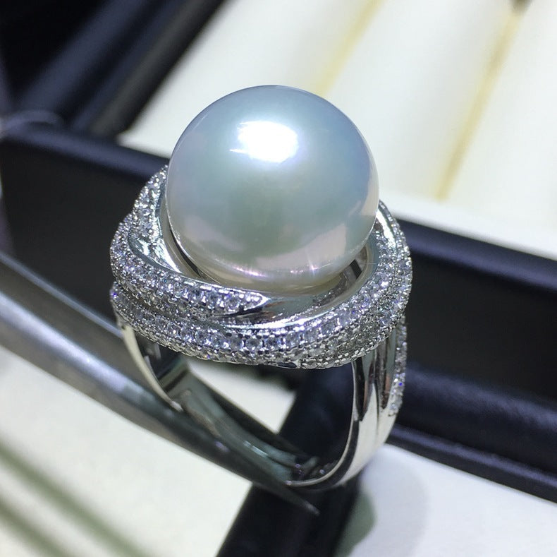 White Freshwater Silver Pearl Ring Pi-Mart