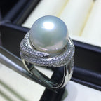 White Freshwater Silver Pearl Ring Pi-Mart