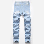 Men's Ripped Denim Jeans - Summer Casual Straight Fit