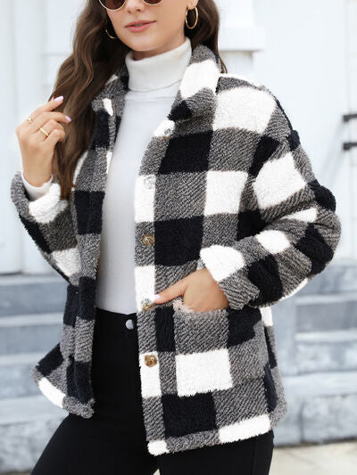 Beautiful Red Women Drop Shoulder Fuzzy Button-Up Jacket Soft And Comfortable Casual Fit Jacket Stevvex