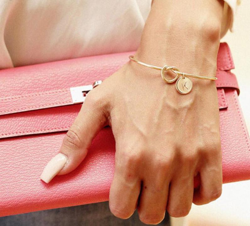 Personalize Knot Initial Bracelets Bangles A-Z 26 Letters Initial Charm Bracelet Love Bangles for Women Luxury Jewelry For Women - SJB-DIAMOND ELITES