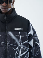 Custom TPU Drop Glue Label Stand-up Collar Warm And Thick Cotton Jacket