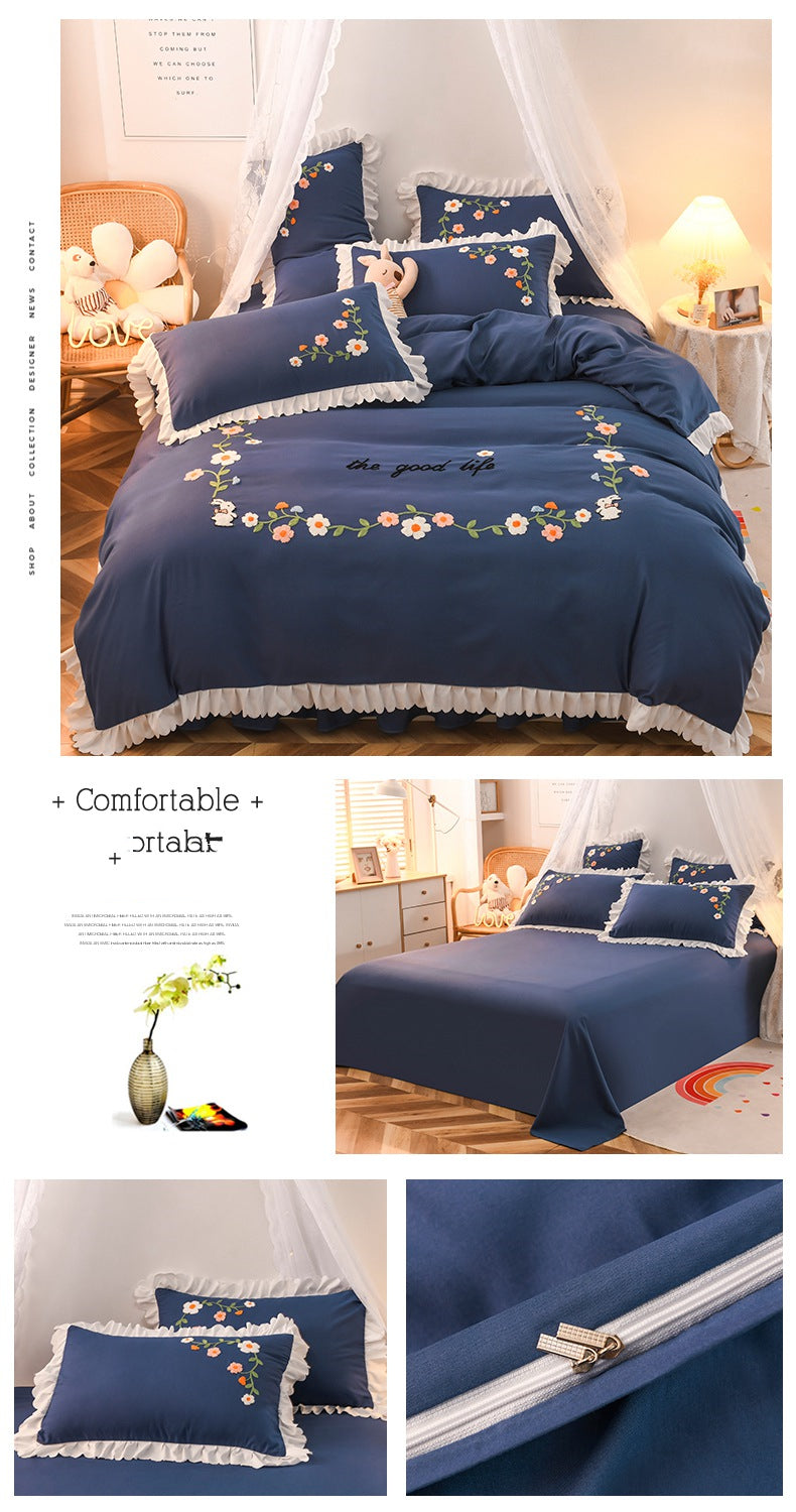 Three-piece Set On Single Bed With Wind Ruffled Duvet Cover Pi-Mart