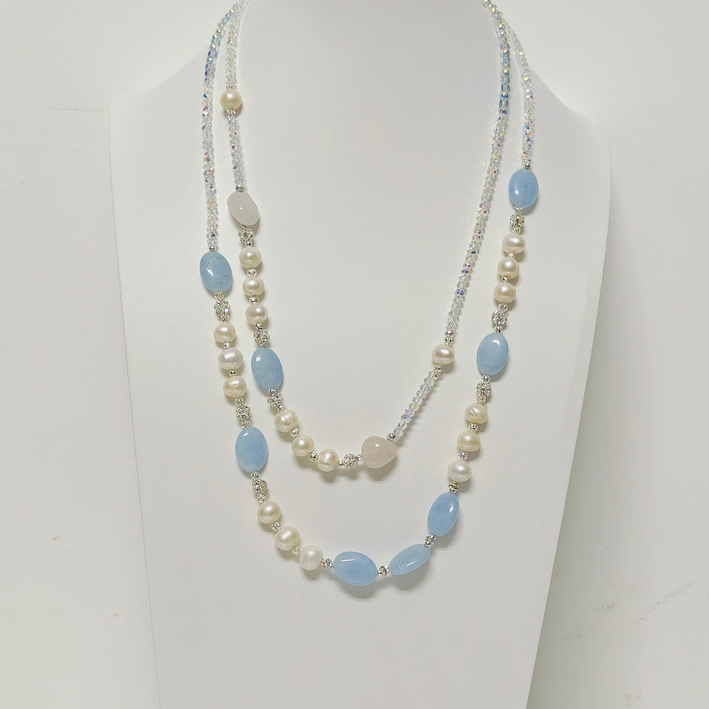 Handmade Premium Crystal Necklace |  Artisan Woven Jewelry with Alloy Accents  | Elegant Sparkling Statement Necklace for Women (MAC344)
