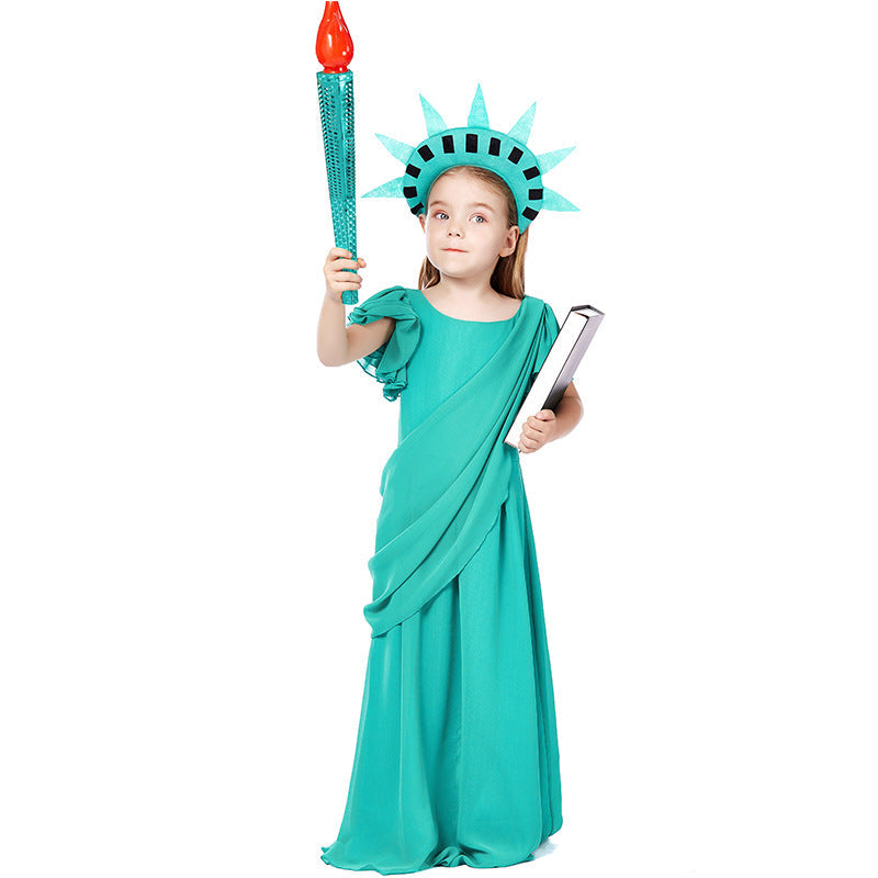 Children's Statue Of Liberty Cos Costume Ancient Greek Dress Lootquake LLC